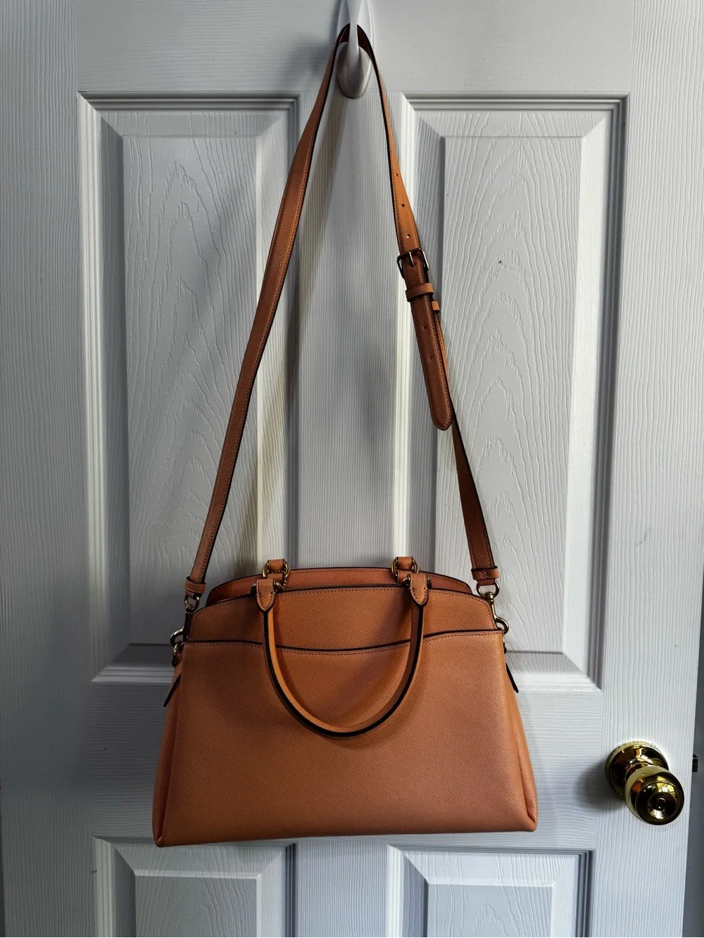 Coach Peach Pebbled Leather Satchel with Wristlet